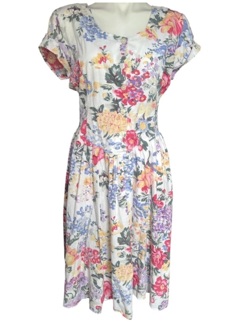 Uni Mondo Womens Dress Size 16/18 Floral Cross Back Straps Pockets Drop Waist - Picture 4 of 14